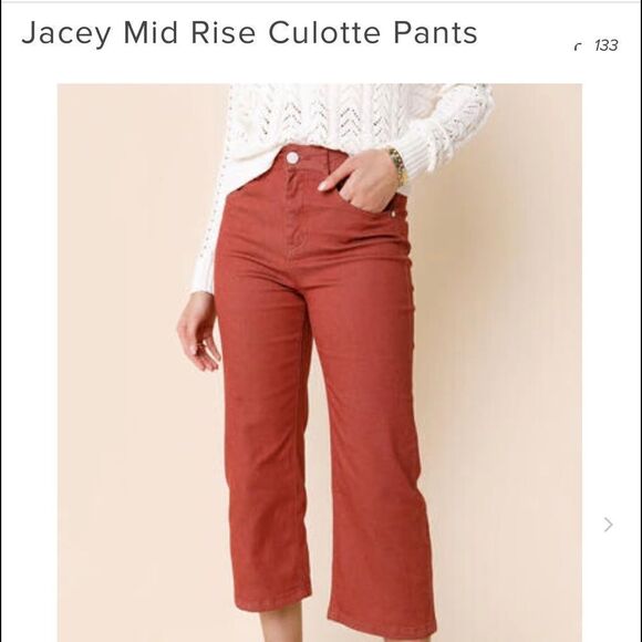 NWT FRANCESCA’S JOU JOU Mid Rise Culotte Pants  Size 26 - Picture 1 of 6